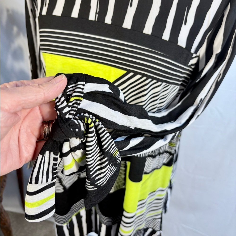 IC by Connie K Abstract Stripe Wearable Art Tunic Tie Sleeve Top USA Sz M🧡 - Picture 4 of 12